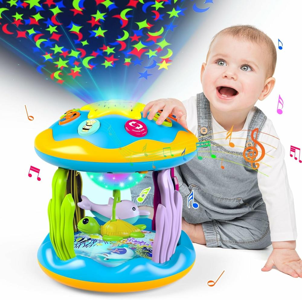 Jouets musicaux  | Jouets pour bébés de 6 à 12 mois – Projecteur musical rotatif 4 en 1 – Jouets lumineux pour le temps sur le ventre pour les nourrissons de 6-9 et 12-18 mois – Jouet éducatif – Cadeaux d’anniversaire pour bébés et tout-petits de 1, 2 et 3 ans – Garçons et filles.