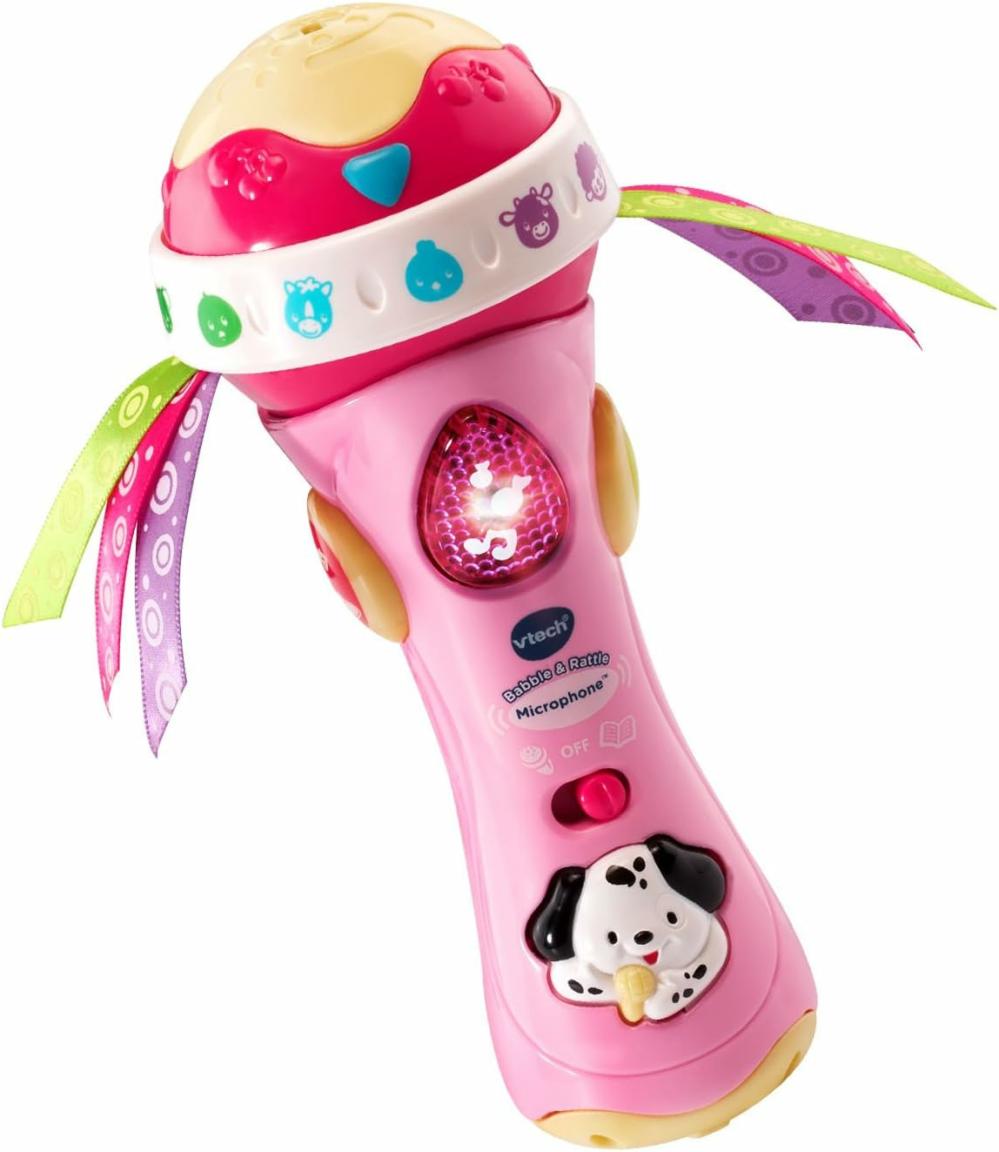 Jouets musicaux  | Microphone à hochet et à babillage pour bébé – Rose