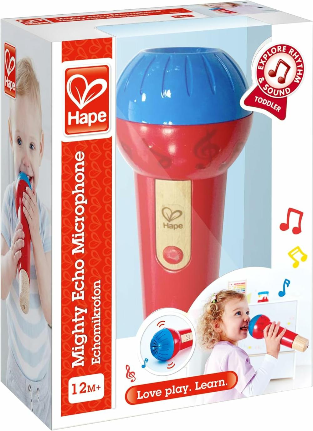 Jouets musicaux  | Microphone Mighty Echo | Microphone amplificateur de voix sans batterie pour enfants à partir de 1 an, Rouge, Numéro de modèle : E0337, L : 3,1 po, l : 3,1 po, H : 8,6 po