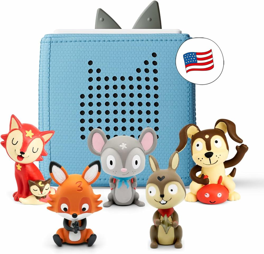 Jouets musicaux  | Toniebox Ensemble de Démarrage Lecteur Audio avec Chansons de Comptage, Chansons de Berceuse, Chansons à Chanter Ensemble, Chansons de Voyage et Chiot de Jeu – Écoutez, Apprenez et Jouez avec une Petite Boîte Câline – Bleu Clair