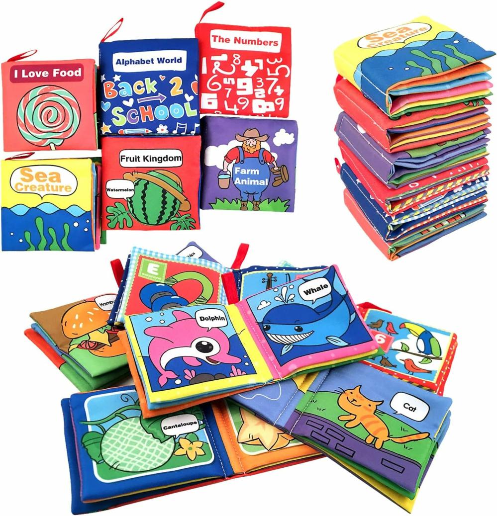 Jouets pour bébés et tout-petits  | Livres en Tissu Doux pour Bébé, Tout-Petit et Nourrisson – Apprenons Ensemble – Jouet Éducatif pour Garçon et Fille – Cadeau de Naissance – Pack de 6