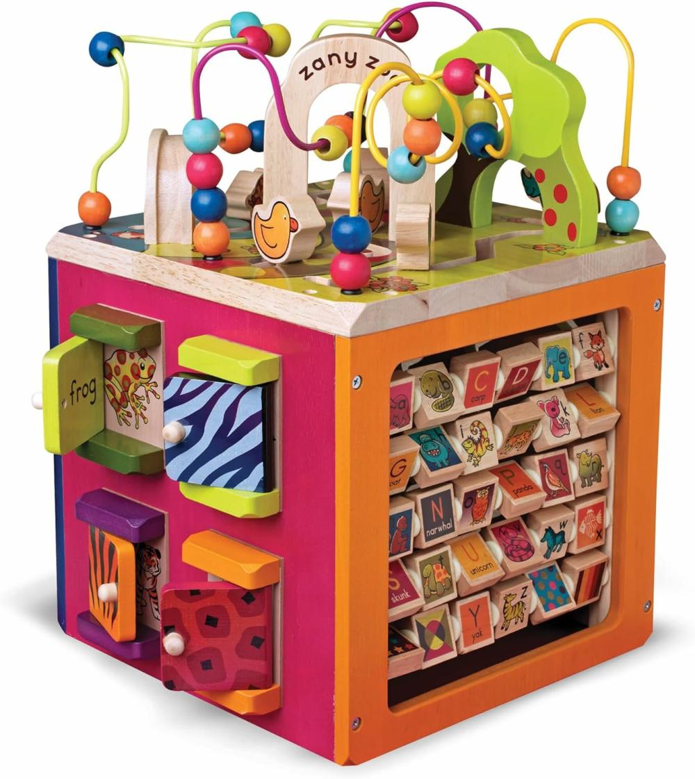 Jouets pour bébés et tout-petits  | Zany Zoo – Cube d’Activités en Bois – Jouets Éducatifs – Jouets en Bois pour Tout-Petits et Enfants – À partir de 1 an +