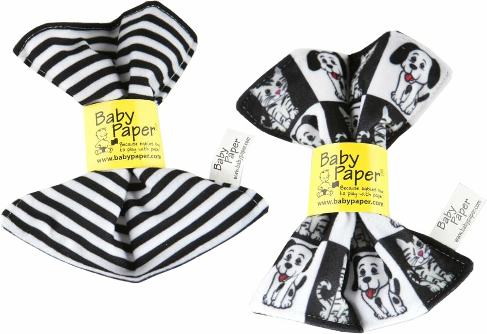 Jouets pour siège auto et poussette  | 2 Paquet de Jouets Sensoriels Crinkly Rayé Noir et Blanc pour Chien/Chat