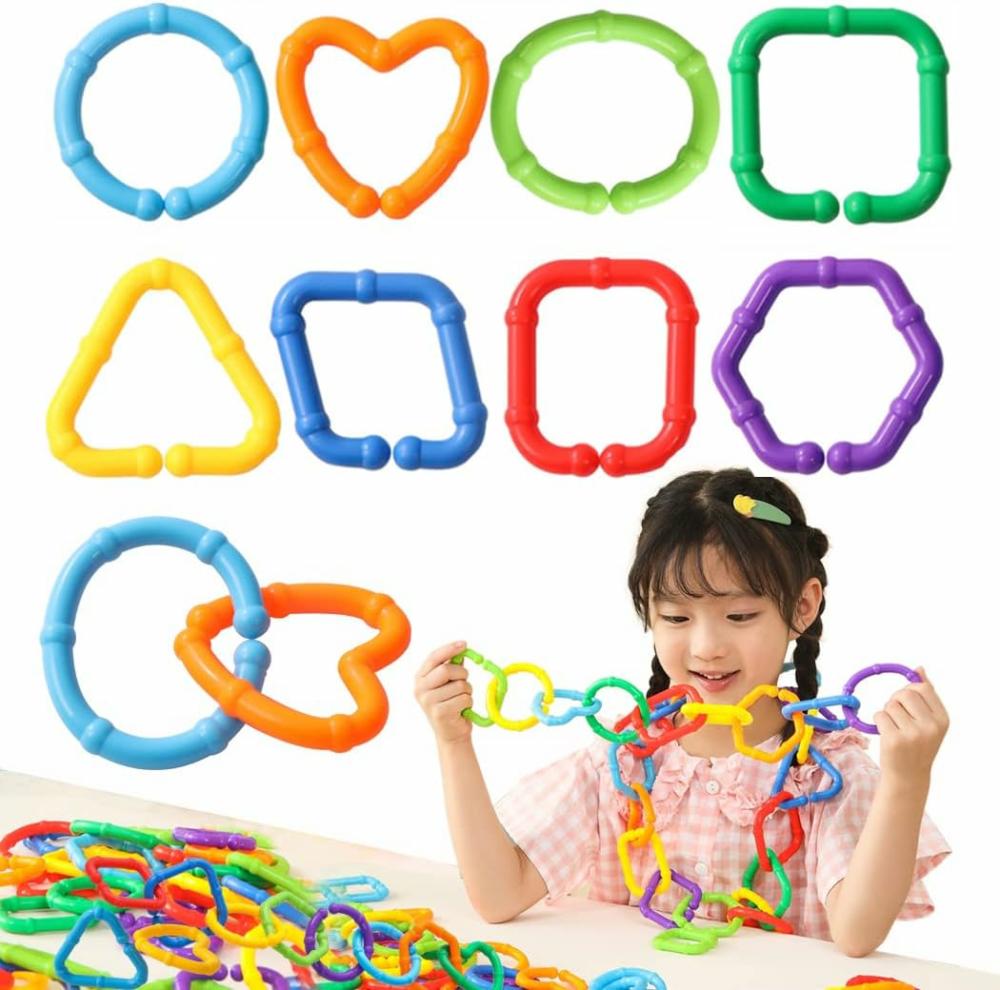 Jouets pour siège auto et poussette  | 50 pièces de liens en plastique pour anneaux de bébé – Anneaux de dentition pour attacher des jouets pour bébés aux poussettes, porte-bébés ou balançoires pour nourrissons.