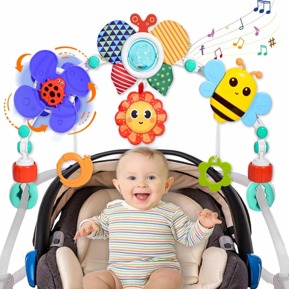 Jouets pour siège auto et poussette  | Arc de jouets pour poussette bébé, jouets pour siège auto, mobile d’activités, jouets musicaux idéaux pour les bébés garçons et filles, jouet de voyage pour bébé, arc pour bébé de 0 à 24 mois – Papillon.