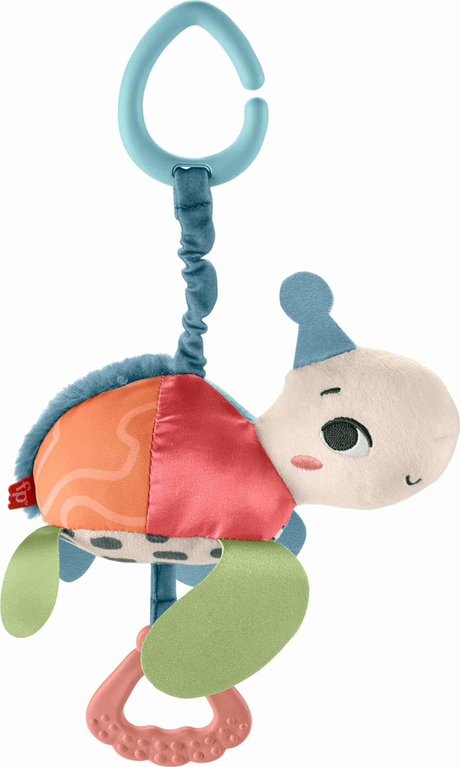 Jouets pour siège auto et poussette  | Jouet de poussette pour bébé Planet Friends – Tortue qui rebondit avec anneau de dentition, mouvement de rebond et sons pour nouveau-nés.