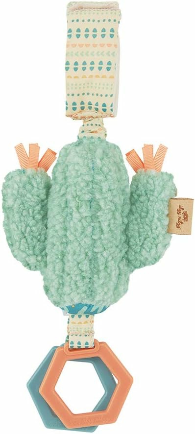 Jouets pour siège auto et poussette  | Jouet Jingle Chic – Jouet Suspendu pour Bébé pour Gymnastique d’Activité, Poussette ou Siège Auto ; Caractéristiques : Son de Jingle, Anneaux Hexagonaux et Boucle de Fixation Ajustable (Cactus)