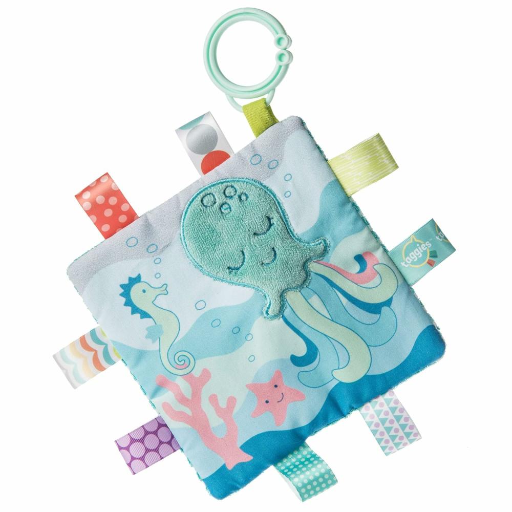 Jouets pour siège auto et poussette  | Jouet Taggies Crinkle Me avec papier pour bébé et siffleur 6,5 x 6,5″ – Pieuvre des mers endormies