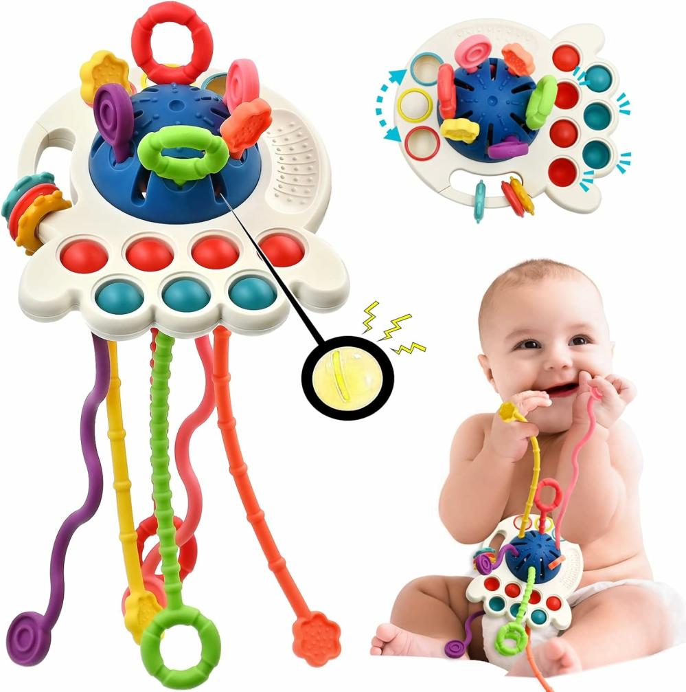 Jouets pour siège auto et poussette  | Jouets Montessori sensoriels pour bébés de 6 à 12 mois, jouets de voyage pour tout-petits de 1 à 2 ans, cadeaux d’anniversaire pour garçons et filles, jouets éducatifs doux à tirer, jouets d’apprentissage pour le bain pour nourrissons de 9, 10 et 18 mois.