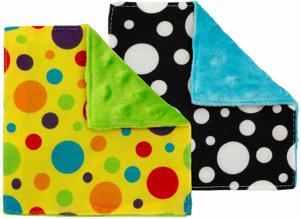 Jouets pour siège auto et poussette  | Jouets pour bébés Crinkle Squares 15 cm x 15 cm Dots 2 pièces