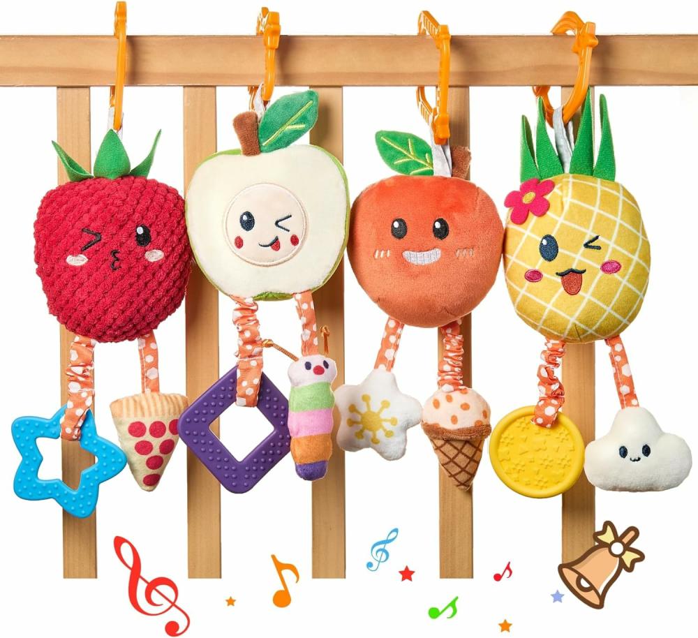 Jouets pour siège auto et poussette  | Jouets pour bébés de 3 à 12 mois – Jouets suspendus, hochets en forme de fruits, mobile pour poussette, jouets pour siège auto, peluches et carillons pour garçons et filles.