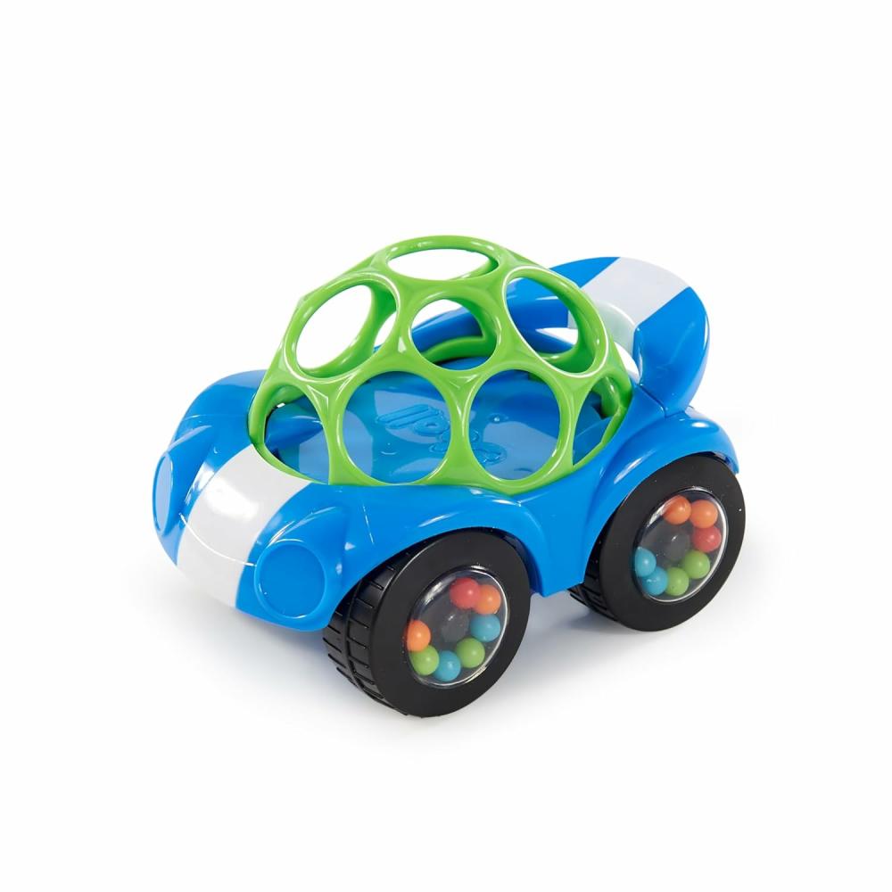 Jouets pour siège auto et poussette  | Oball Jouet Rattle & Roll Voiture de Sport Facile à Saisir Sans BPA pour Nourrissons – 1 Pack – Âge 3 Mois et Plus – Bleu/Vert