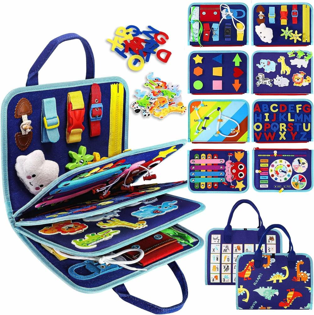 Jouets pour siège auto et poussette  | Tableau d’activités Montessori pour tout-petits – Jouets sensoriels éducatifs pour enfants de 1 à 4 ans – Activités pour développer les compétences motrices fines – Cadeaux pour filles et garçons – Jouets de voyage pour avion et voiture