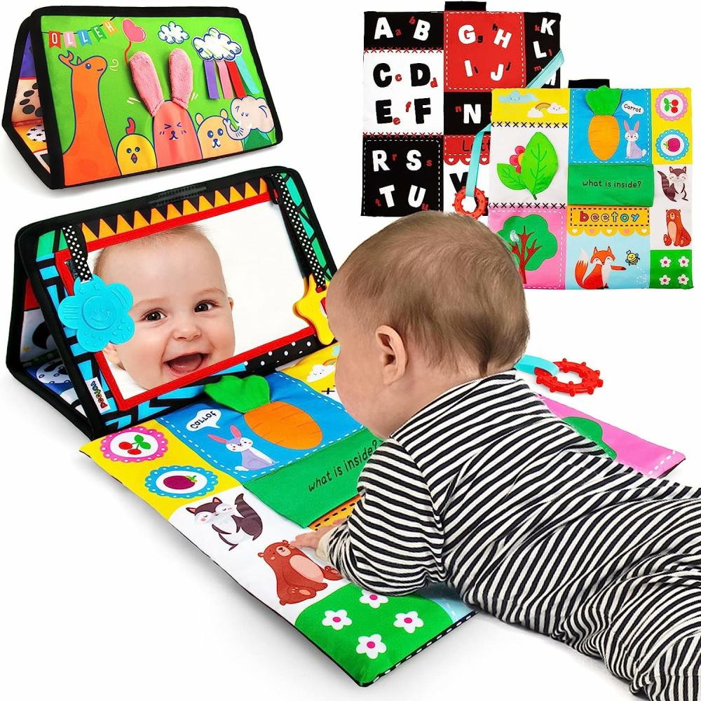 Miroirs  | Miroir pour bébé Tummy Time avec motif noir et blanc – Jouets d’activité en 3D à contraste élevé – Jouets en papier froissé – Miroir pour bébé pour nouveau-nés de 0 à 6 mois