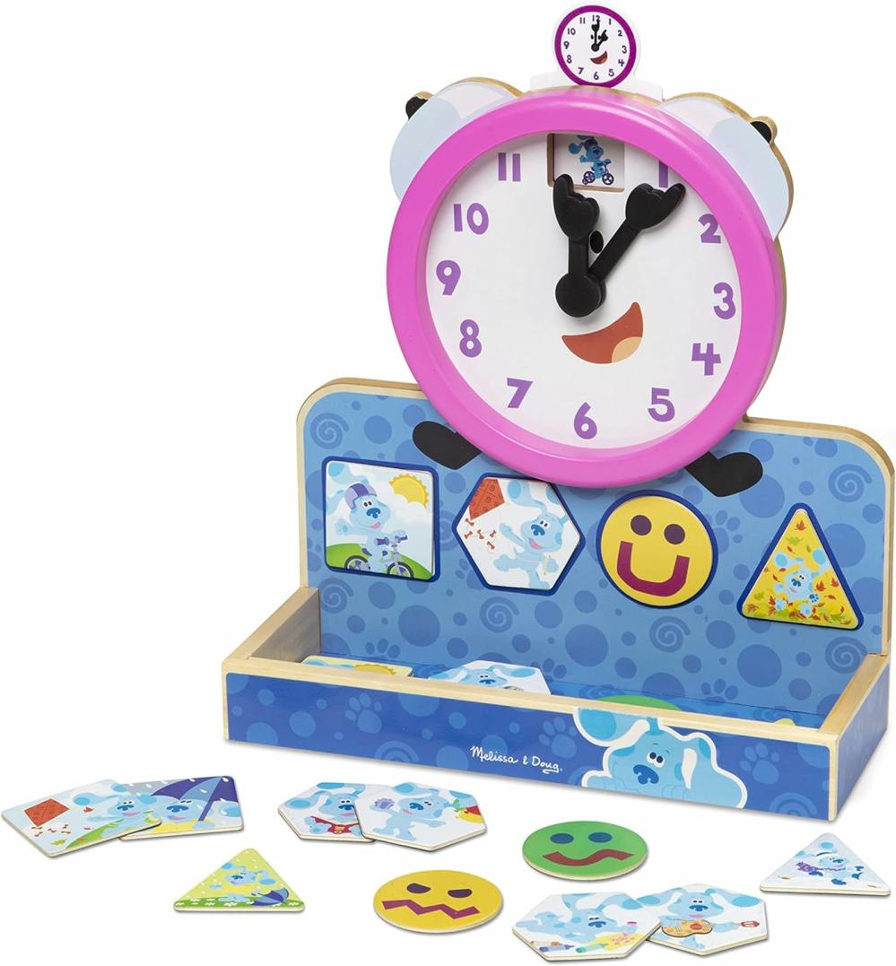 Montres pédagogiques  | Blue’s Clues & Vous ! Horloge Magnétique en Bois Tickety Tock (31 Pièces)