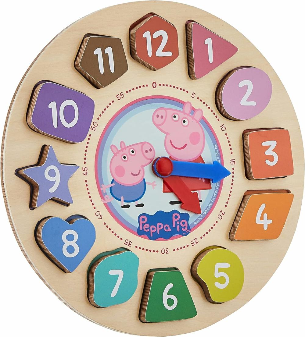 Montres pédagogiques  | Puzzle Horloge Tri de Formes Pour Enfants de 36 à 48 Mois 14 Pièces (12 Pièces de Chiffres + Horloge + Support)