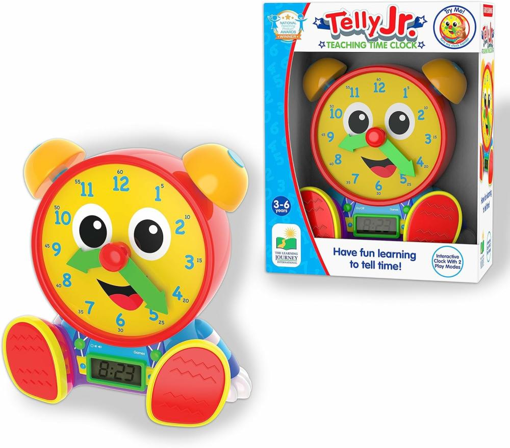 Montres pédagogiques  | Telly Jr. Horloge d’Apprentissage – Couleur Primaire – Horloge d’Apprentissage de l’Heure – Jouets et Cadeaux pour Tout-Petits Garçons et Filles de 3 Ans et Plus – Jouets Primés