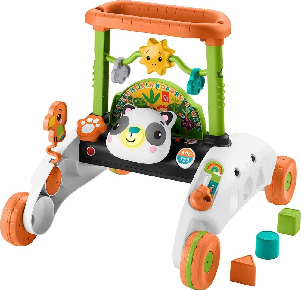 Jouets électroniques de développement précoce  | Jouet pour bébé et tout-petit : Pousseur Panda à vitesse constante à 2 faces avec apprentissage Smart Stages et blocs pour les enfants de 6 mois et plus.