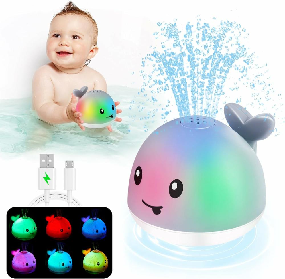 Jouets de bain  | 【2024 Amélioré】Jouets de Bain pour Bébé  Jouet de Bain Baleine Rechargeable  Jouets de Bain Lumineux pour Tout-Petits 1-3 ans  Bébé 6-12 12-18 Mois Fontaine de Baignoire Spray Eau  Cadeau de Naissance pour Bébé 1 2 3 4 5