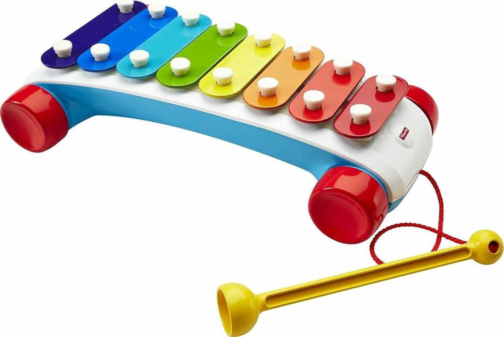 Jouets musicaux  | Jouet à tirer pour tout-petits – Xylophone classique instrument de musique à imiter avec maillet et roues roulantes pour les enfants de 18 mois et plus.