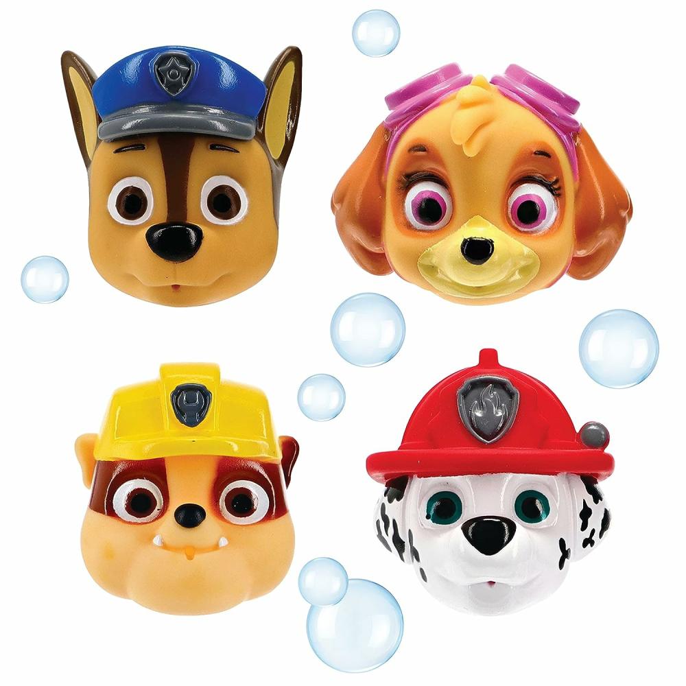 Jouets de bain  | Ensemble de jouets en spray Paw Patrol de Nickelodeon : Chase, Marshall, Rubble et Skye pour le plaisir du bain des enfants – Multicolore – 4 pièces