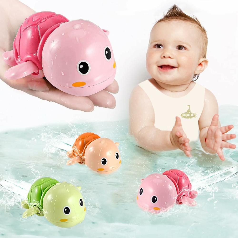 Jouets de bain  | Jouets de bain – Jouets aquatiques pour bébés de 1 à 3 ans – Jouets flottants pour piscine pour filles et garçons de 1 an – Tortue de bain à remonter pour nourrissons 2-4 ans – Version améliorée 2024