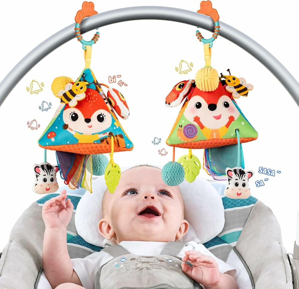 Jouets pour siège auto et poussette  | Jouets de siège auto pour bébés de 0 à 6 mois, jouets pour bébés de 6 à 12 mois avec boîte à mouchoirs en tissu douce à tirer, jouets de poussette pour siège auto, poussette, lit à bascule (1 pièce)