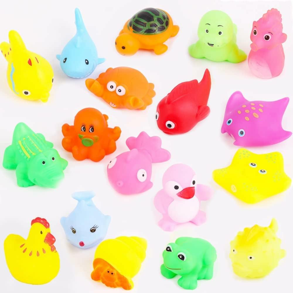 Jouets de bain  | Set de 18 jouets de bain pour préscolaires pour enfants de 1 à 3 ans, 2 à 4 ans – Animaux marins en caoutchouc mignons – Jouet canard en caoutchouc pour bébés de 6 à 12 mois – Jouets de baignoire pour enfants de 1 an – Jouet flottant pour piscine pour décoration de fête d’enfants.