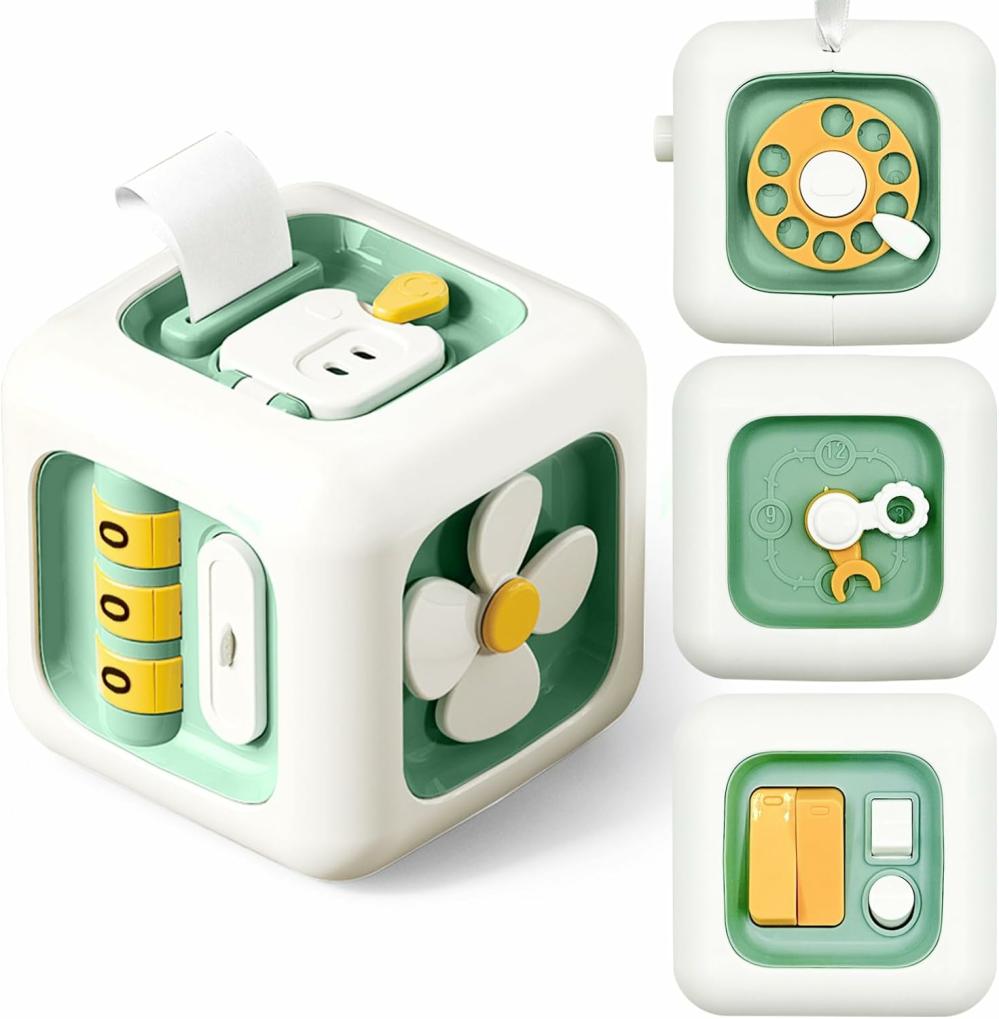 Cubes d'activités  | Jouet Cube d'Activités Montessori pour Tout-Petits de 12 Mois et Plus - Cube Sensoriel 6 en 1 pour Enfants - Développement des Compétences Pratiques - Meilleur Cadeau d'Anniversaire pour Garçons et Filles de 1 an et Plus